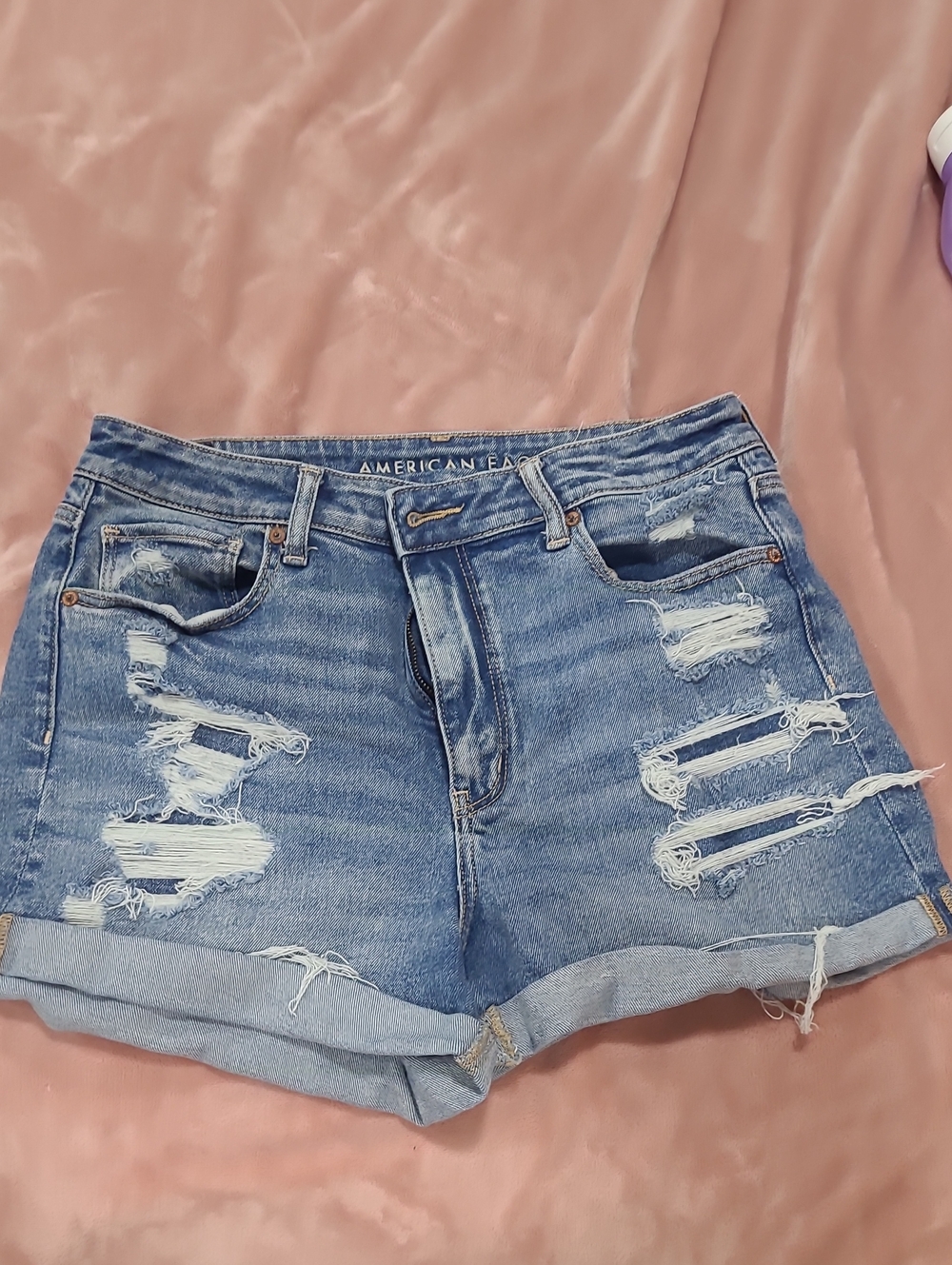 American Eagle Outfitters Light Blue Distressed Denim Shorts